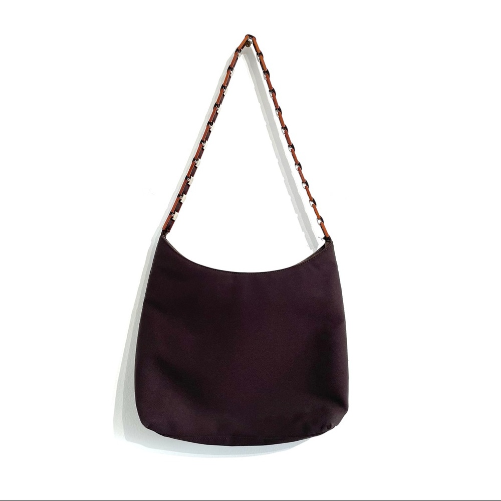 Salvatore Ferragamo Signature Link Strap Brown Aq-21 8801 Nylon Shoulder Bag